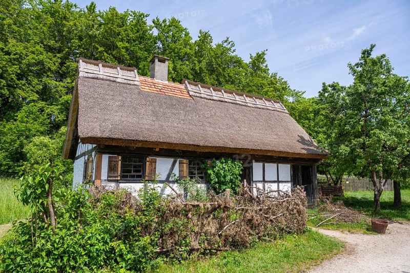 Traditionally built, old day labourer's house, late 18th century, original location: Delkhofen on the Swabian Alb, open-air museum Neuhausen ob Eck, district of Tuttlingen, Baden-Wuerttemberg, Germany, Europe