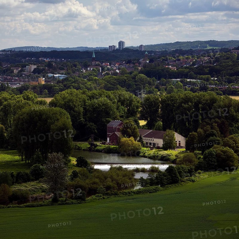 View of the Ruhr valley with the Volmarstein community waterworks, Wetter (Ruhr), Ruhr area, North Rhine-Westphalia, Germany, Europe
