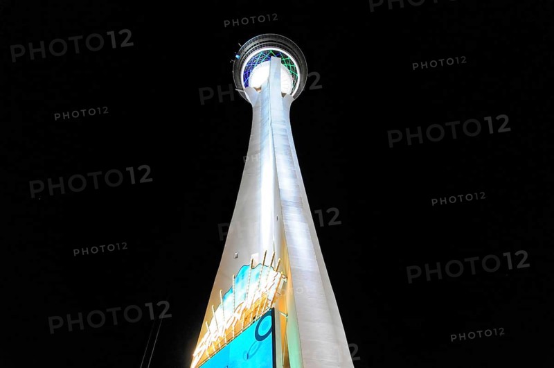 Las Vegas, Nevada, USA, North America, Illuminated tower stretching upwards at night, Las Vegas Strip, North America