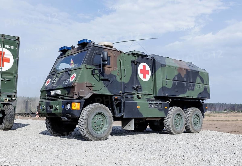 The Duro 3 Yak armoured ambulance of the Bundeswehr medical service, photographed as part of the NATO Steadfast Defender large-scale manoeuvre and the German part of the exercise, Quadriga 2024, in Pabrade, 29.05.2024