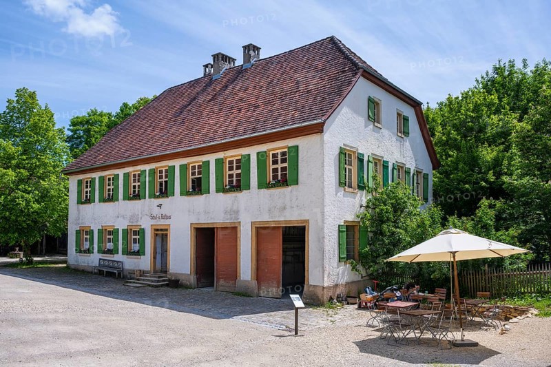 Traditionally built old schoolhouse, also town hall, built in 1830, original location: Bubsheim, district of Tuttlingen, open-air museum Neuhausen ob Eck, district of Tuttlingen, Baden-Wuerttemberg, Germany, Europe