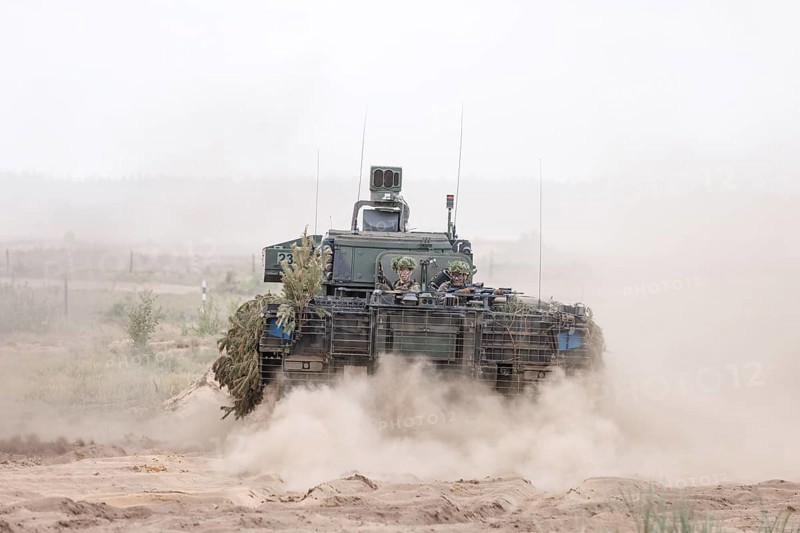 A Cougar infantry fighting vehicle, photographed during the NATO large-scale manoeuvre Steadfast Defender and the German part of the exercise, Quadriga 2024, in Pabrade, 29.05.2024