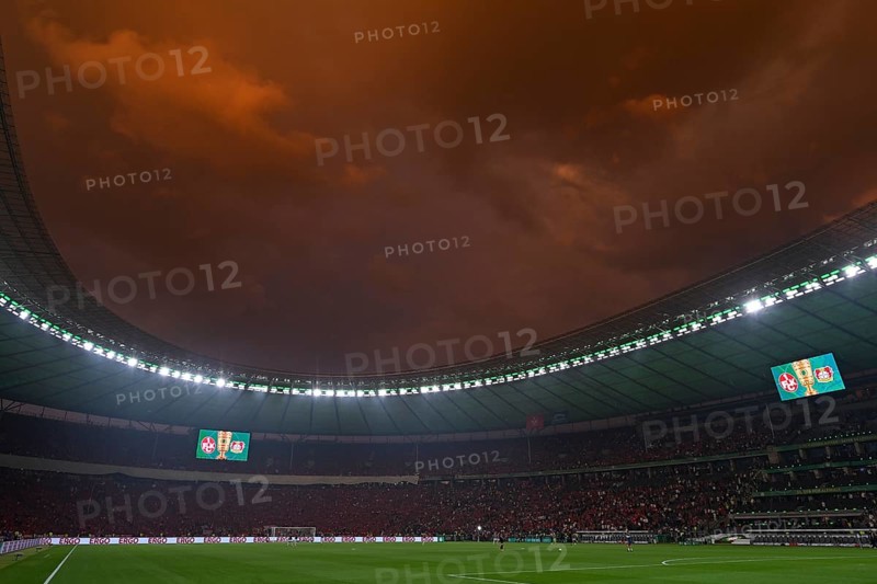 Overview, thunderstorm, thunderstorm atmosphere, dark clouds, threatening, 81st DFB Cup Final 2024, Olympic Stadium Berlin, Germany, Europe
