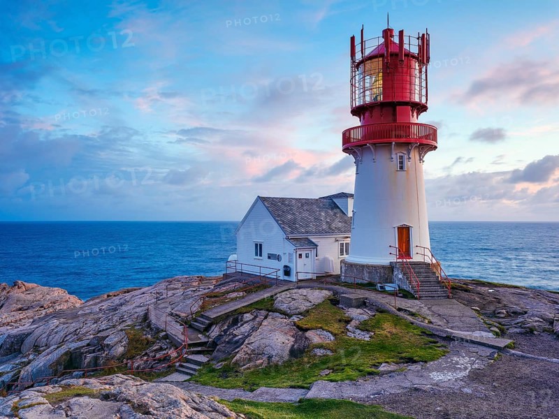 Sunset at Lindesnes lighthouse, Lindesnes, Vest-Agder, Norway, Europe