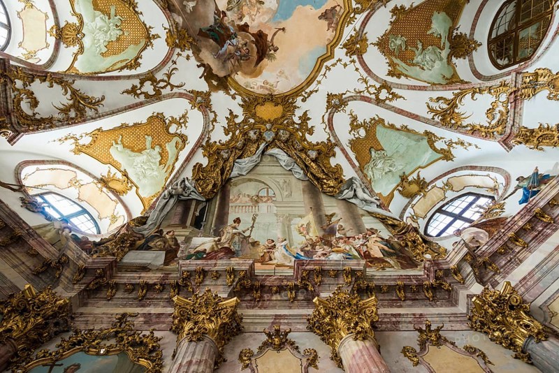 Imperial Hall, fresco, ceiling painting by Tiepolo, Wuerzburg Residence, UNESCO World Heritage Site, Wuerzburg, Lower Franconia, Franconia, Bavaria, Germany, Europe