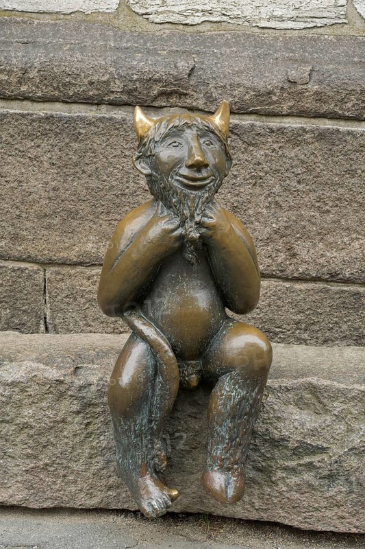 Devil figure on the Devil's Stone, St Mary's Church, Marienkirchhof, Luebeck, Schleswig-Holstein, Germany, Europe