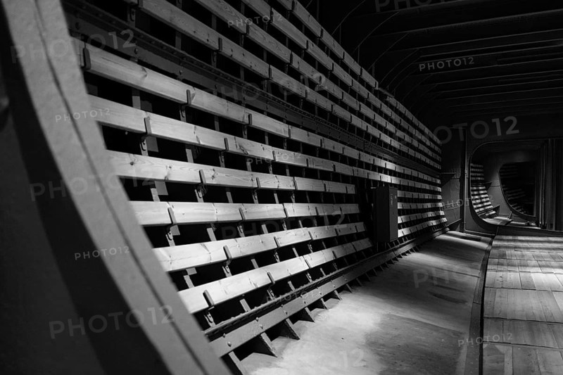 Old sailing ship in the Hamburg Harbour Museum, black and white, Hanseatic City of Hamburg, Germany, Europe