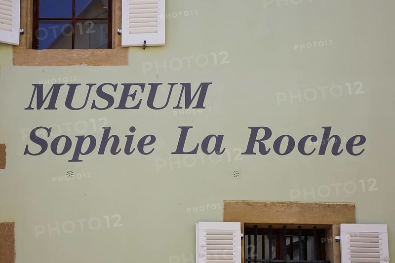 Writing, Museum Sophie La Roche, literary memorial, former royal Wuerttemberg forestry prison, architecture, historic building, house, window, detail, facade, Boennigheim, Ludwigsburg district, Baden-Wuerttemberg, Germany, Europe