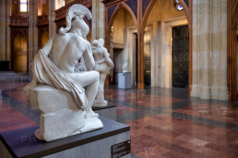 Interior view, figure of Achilles by Christian Friedrich Tieck, Friedrichswerder Church, architect Karl Friedrich Schinkel, Berlin, Germany, Europe