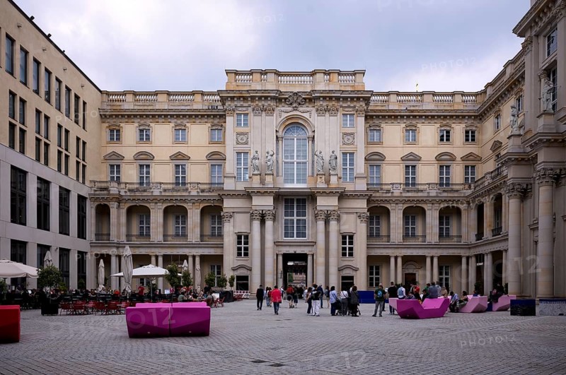 Humboldt Forum, City Palace, Berlin Palace, Schlueterhof, cafe, tourists, visitors, Berlin, Germany, Europe