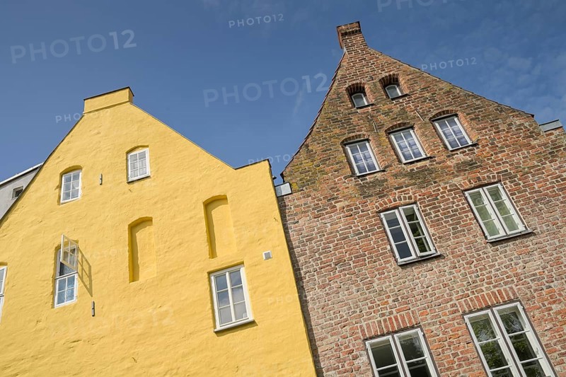 Old town houses, gables at the back of the Rosenhof, An der Obertrave, Luebeck, Schleswig-Holstein, Germany, Europe