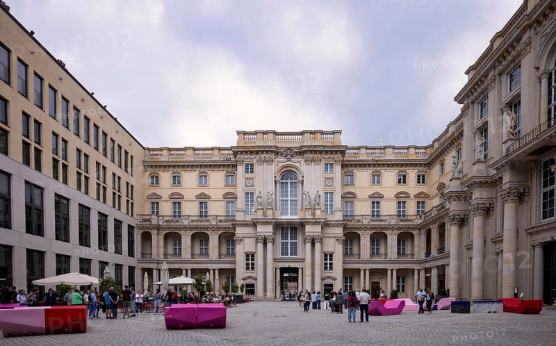 Humboldt Forum, City Palace, Berlin Palace, Schlueterhof, cafe, tourists, visitors, Berlin, Germany, Europe
