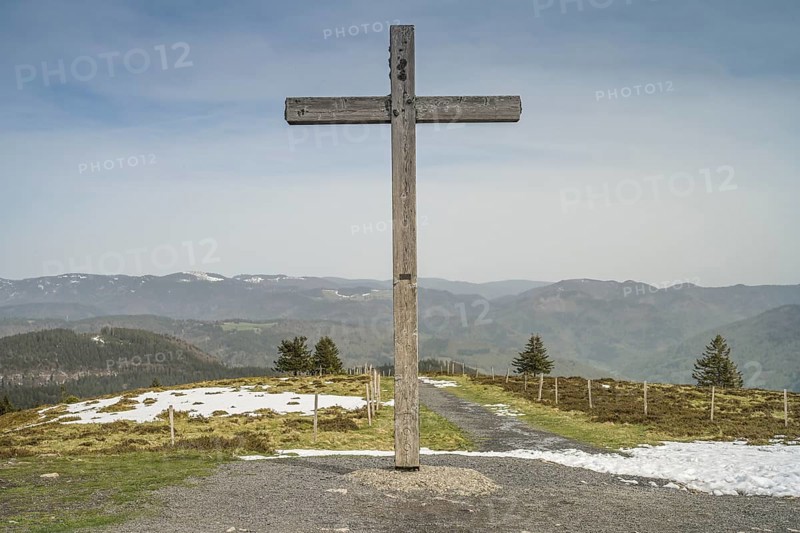 Summit cross, Belchen, Black Forest, Baden-Wuerttemberg, Germany, Europe