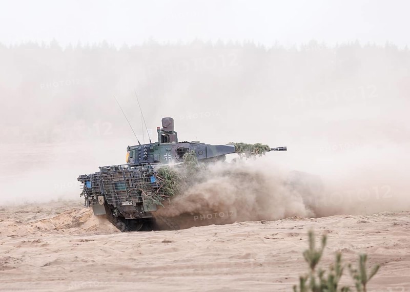 A Cougar infantry fighting vehicle, photographed during the NATO large-scale manoeuvre Steadfast Defender and the German part of the exercise, Quadriga 2024, in Pabrade, 29.05.2024