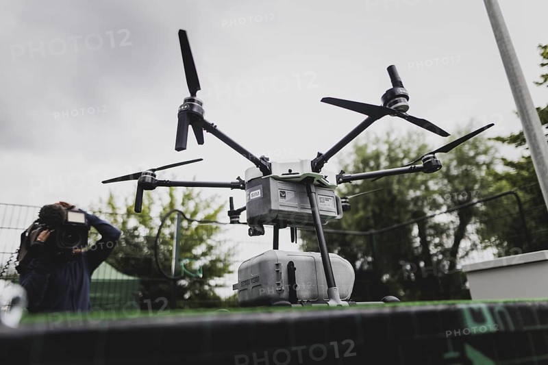 Delivery drone, photographed as part of the official opening of the drone delivery service 'Marktschwalbe' in Wusterhausen/Dosse, 31 May 2024 / Photographed on behalf of the Federal Ministry of Agriculture and Food