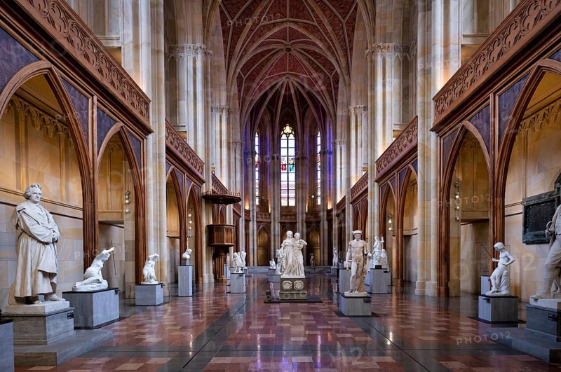 Interior photograph, plaster figures, art objects, Friedrichswerder Church, architect Karl Friedrich Schinkel, Berlin, Germany, Europe