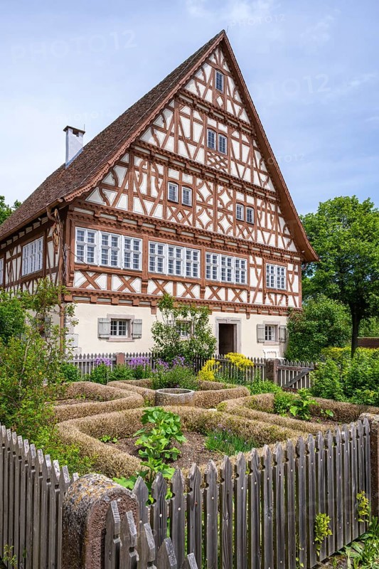 Traditionally built, old half-timbered house, Gasthaus Ochsen, open-air museum Neuhausen ob Eck, district of Tuttlingen, Baden-Wuerttemberg, Germany, Europe