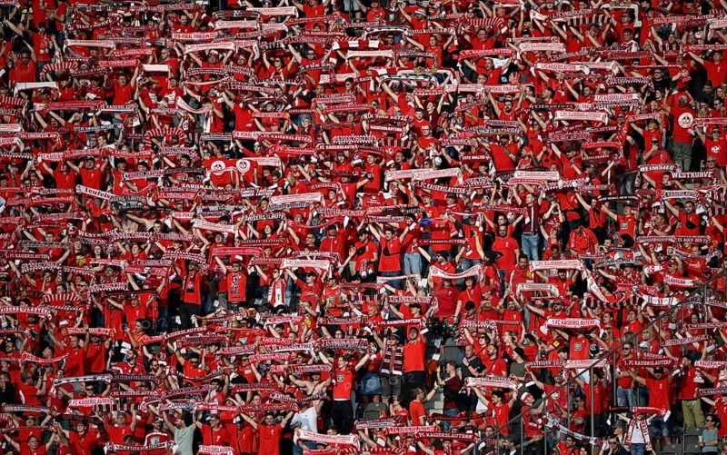Fan curve, fan block, scarves, many fans in red, atmospheric, 1. FC Kaiserslautern, 81st DFB Cup Final 2024, Olympiastadion Berlin, Germany, Europe