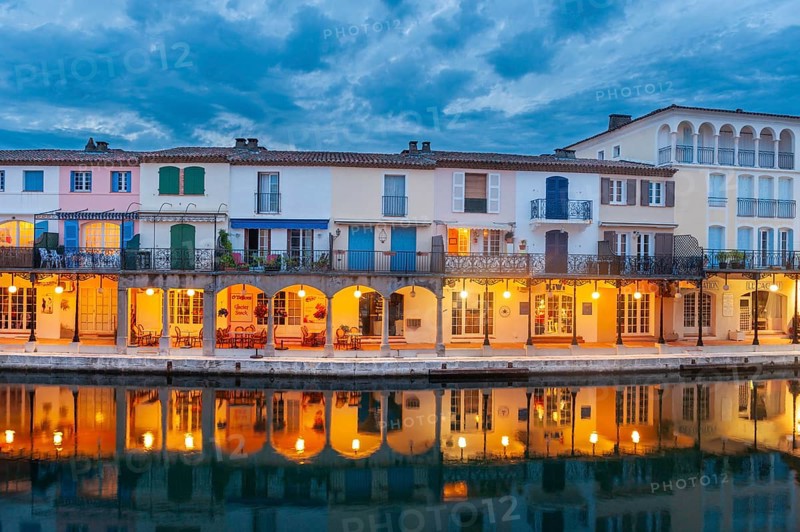Townscape at the Pont principal du port grimaud, Port Grimaud, Var, Provence-Alpes-Cote d Azur, France, Europe