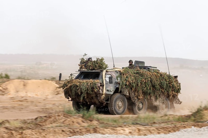 German soldiers on a Fuchs armoured transport vehicle, taken during the NATO Steadfast Defender large-scale manoeuvre in Pabrade, 29.05.2024