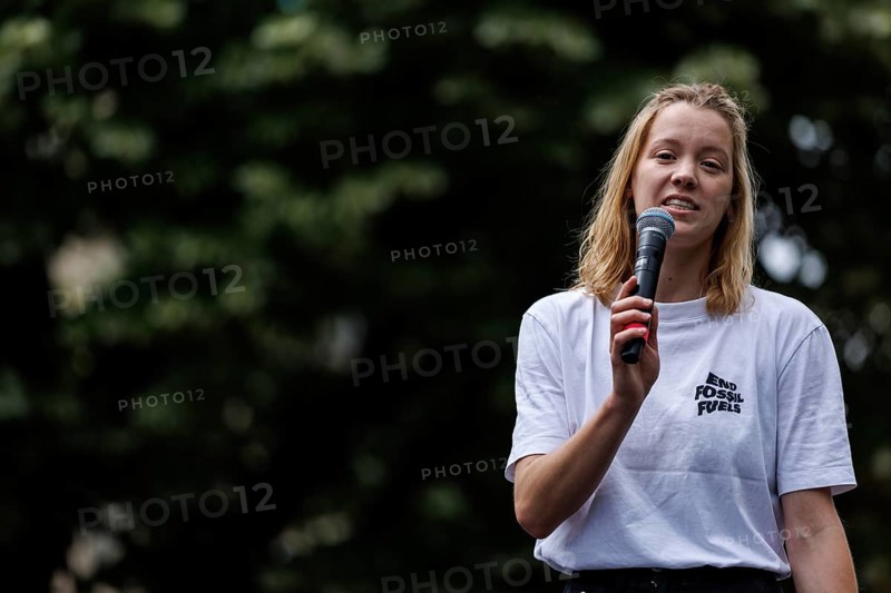 Carla Reemtsma, climate protection activist from Fridays For Future, during a reder for the climate strike for the EU elections in Berlin, 31 May 2024