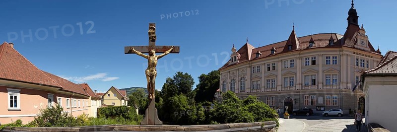 Fleischbruecke with town hall, Wolfsberg, Lavanttal, Carinthia, Austria, Europe