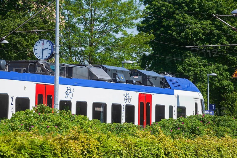 Local train at the railway station, Bad Zwischenahn, Lower Saxony, Germany, Europe