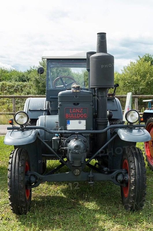 Lanz Bulldog tractor with red lettering on grey painted bonnet, Offenbach, Dreieich, Hesse, Germany, Europe