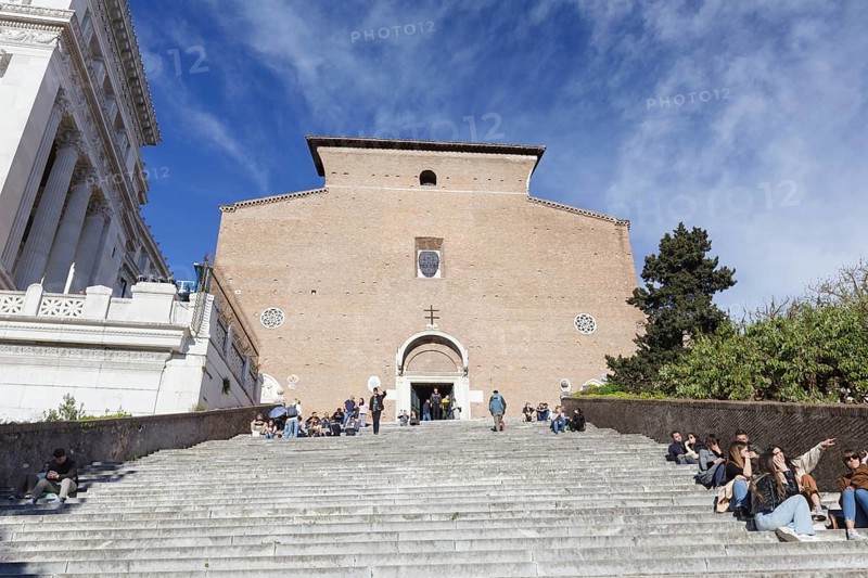 Scalinata dell'Ara Coeli, leading up to Basilica di Santa Maria in Ara Coeli, Piazza Venezia, Rome, Italy, Europe