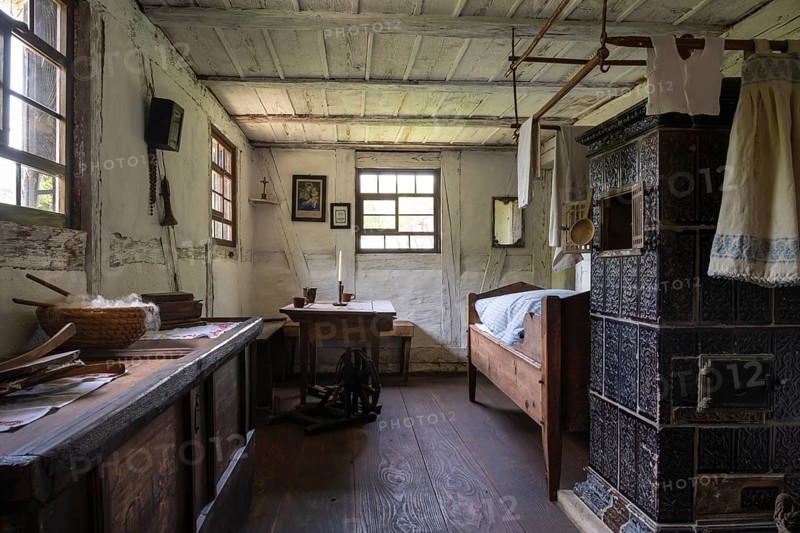 Living area of a traditionally built, old day labourer's house, late 18th century, original location: Delkhofen on the Swabian Alb, open-air museum Neuhausen ob Eck, district of Tuttlingen, Baden-Wuerttemberg, Germany, Europe