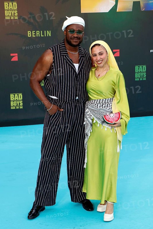 Prince Kuhlmann and Tua El Fawwal at the Bad Boys, Ride or die Deutschland premiere in Berlin at the Zoo Palast on 27 May 2024