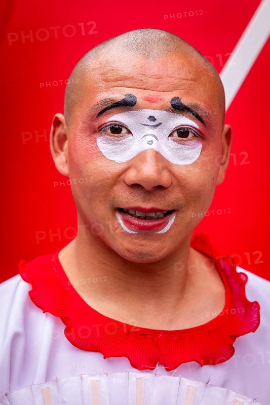 Chinese man with face painting, Chengdu, China, Asia