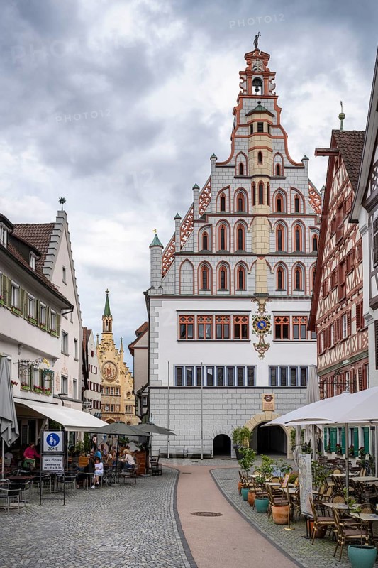 The town hall in the historic old town of Bad forest lake, with the Heilig-Geist-Spital hospital behind it on the left, Upper Swabia, Swabia, Baden-Wuerttemberg, Germany, Europe