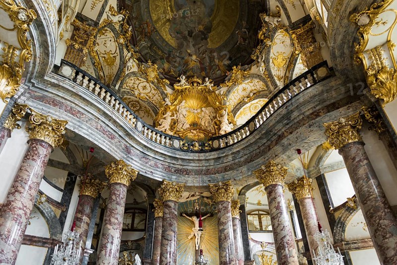 Interior view, Court Church, Wuerzburg Residence, UNESCO World Heritage Site, Wuerzburg, Lower Franconia, Franconia, Bavaria, Germany, Europe
