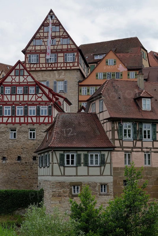 Half-timbered houses, half-timbered houses, Haellisch-Franconian Museum, Old Town, Kocher Valley, Kocher, Schwaebisch Hall, Baden-Wuerttemberg, Germany, Europe