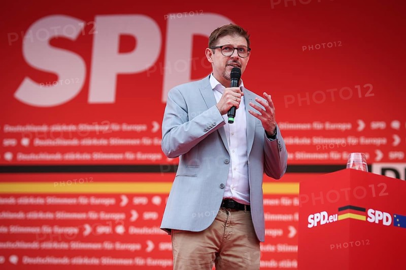 SPD rally for the European elections. Matthias Ecke, SPD, Member of the European Parliament. Leipzig, 01.06.2024