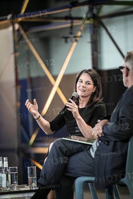 Berlin, 27.05.2024. Foreign Minister Annalena Baerbock (Buendnis90/Die Gruenen) speaks on stage with Johnny Haeusler at the Republica digital trade fair