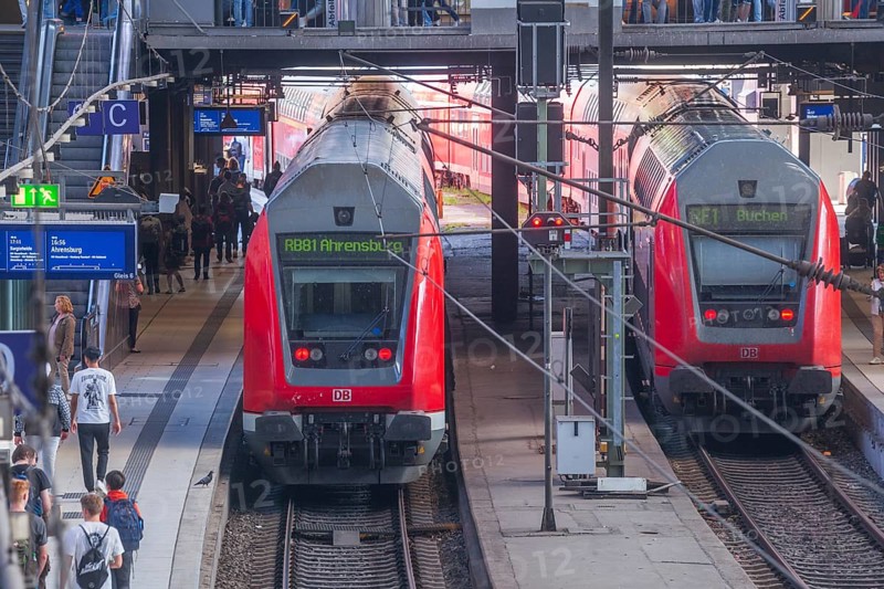 Platform with local trains at Hamburg Central Station, Germany, Europe