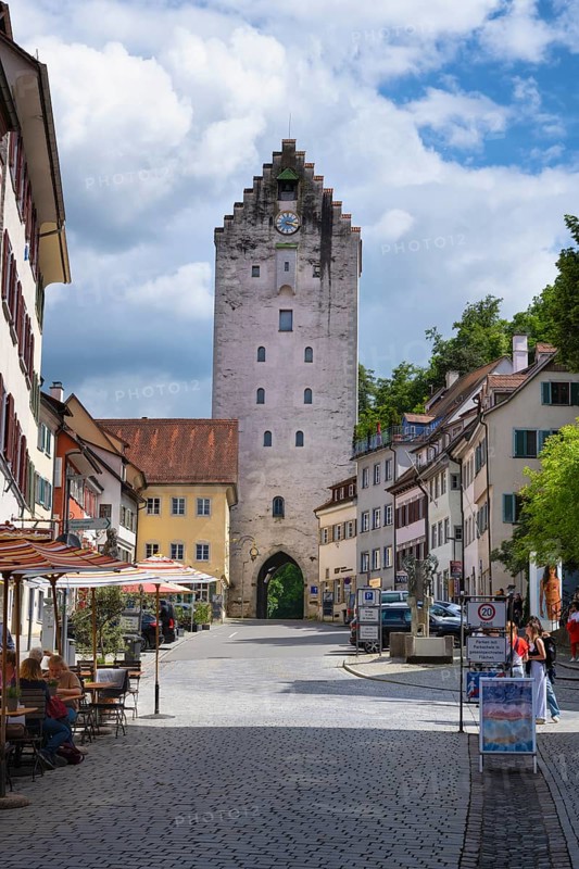 The Obertor, historic town gate at the end of Marktstrasse, Ravensburg, Ravensburg district, Baden-Wuerttemberg, Germany, Europe