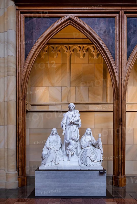 Interior view, group of figures Faith, Love, Hope, by August Kiss and Gustav Blaeser, Friedrichswerder Church, architect Karl Friedrich Schinkel, Berlin, Germany, Europe