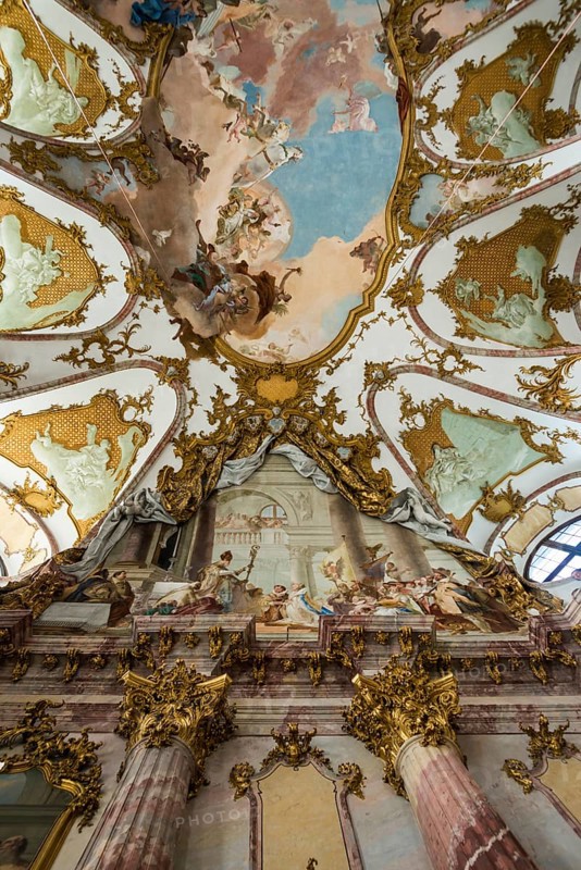 Imperial Hall, fresco, ceiling painting by Tiepolo, Wuerzburg Residence, UNESCO World Heritage Site, Wuerzburg, Lower Franconia, Franconia, Bavaria, Germany, Europe