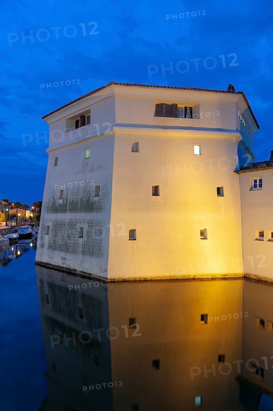 The bachelor tower, Tour des Celibataires, at the Pont de la Poteme bridge, Port Grimaud, Var, Provence-Alpes-Cote d Azur, France, Europe