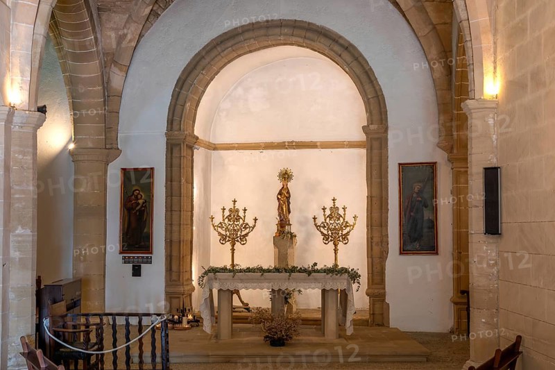 View of the church in the medieval fortress of Capdepera, Majorca