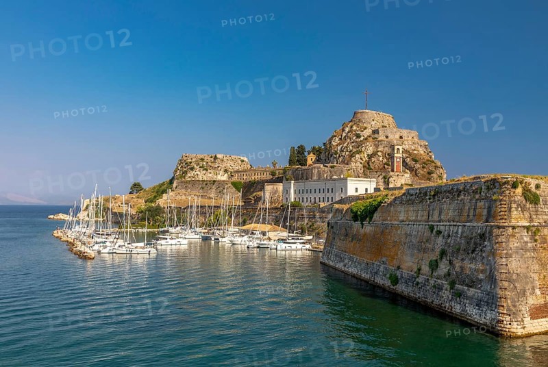 Mandraki harbour in front of the Old Fortress, Kerkyra, Corfu