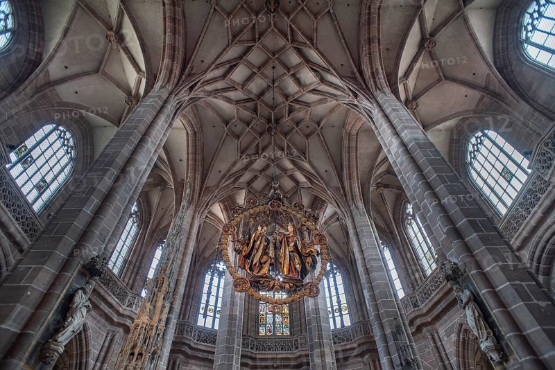 The English Greeting, created in 1517/18, a work of art by Veit Stoss, 1447-1533, St.Lorenz, Nuremberg, Middle Franconia, Bavaria, Germany, Europe