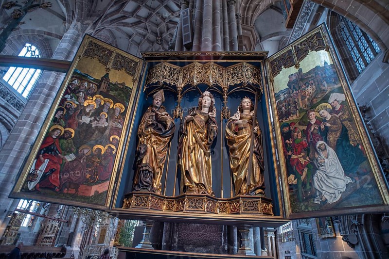 St Catherine's Altar by Michael Wolgemut, created 1485-90, St Lorenz, Nuremberg, Middle Franconia, Bavaria, Germany, Europe