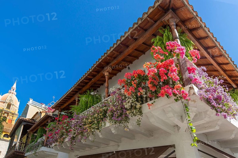Famous colonial Cartagena Walled City (Cuidad Amurrallada) and its colorful buildings in historic city center, a designated UNESCO World Heritage Site