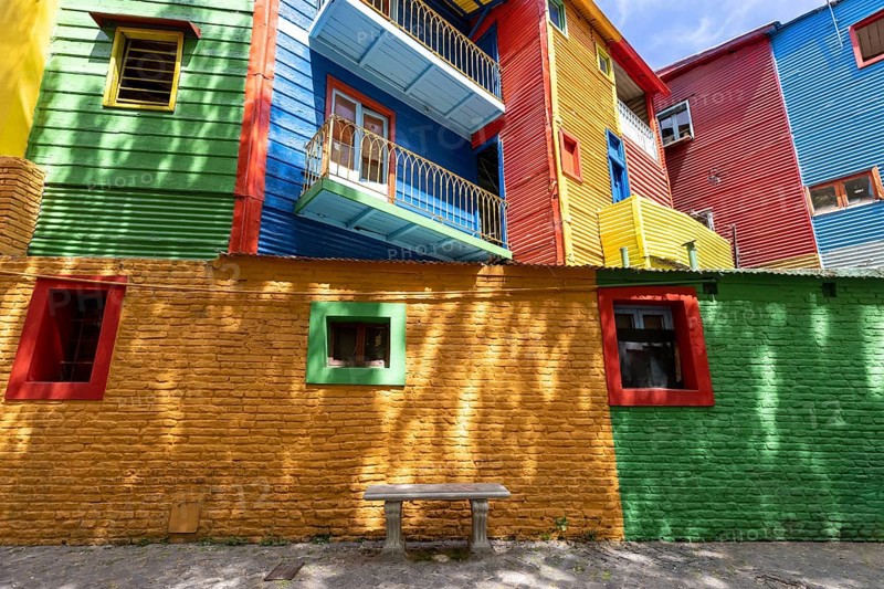 Argentina, colorful buildings of El Caminito, a popular tourist destination in Buenos Aires, South America