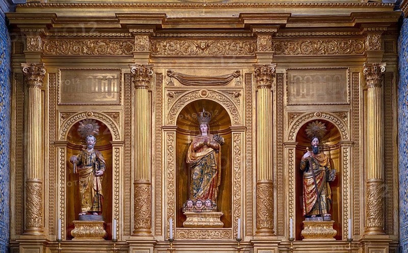 Holy figures in the chancel, Cathedral Igreja da Sé Catedral de Faro, Old Town, Faro, Algarve, Portugal, Europe