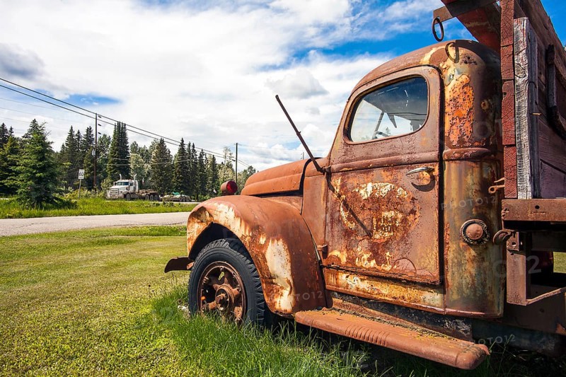 Prince George British Columbia Canada on June 15th 2018 Old truck on the roadside